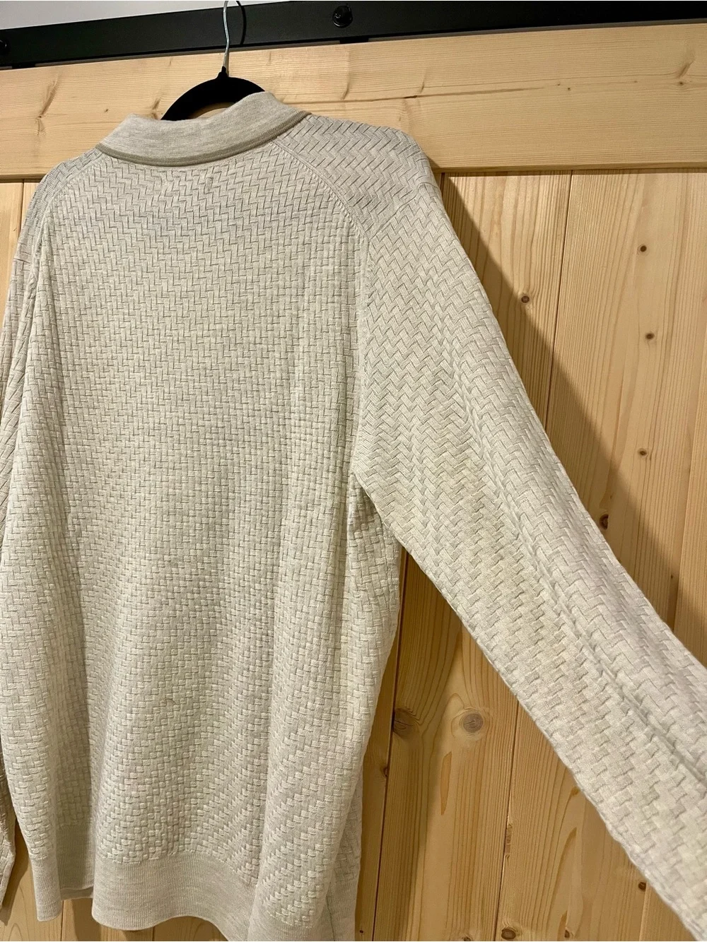 Apt. 9 Men's Cream Textured Long-Sleeve Polo Shirt - Picture 6 of 10